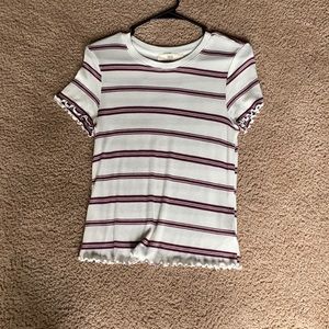 Pinque Women’s Medium Maroon/White Striped Top